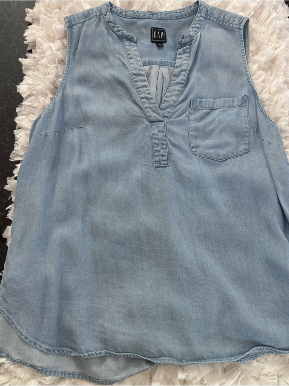 GAP Light Blue Denim-Style Sleeveless Blouse